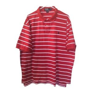 Polo Ralph Lauren Shirt Men Big&Tall XXL Red White Striped Polo Blue Pony Y2K